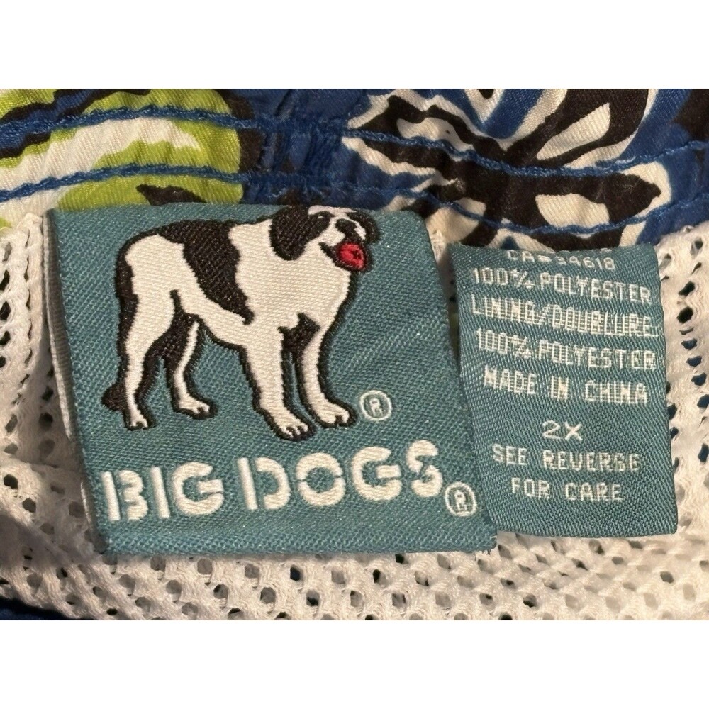Big Dogs Mens Hawaiian Floral Print Blue Swim Trunk Board Shorts Size 2X